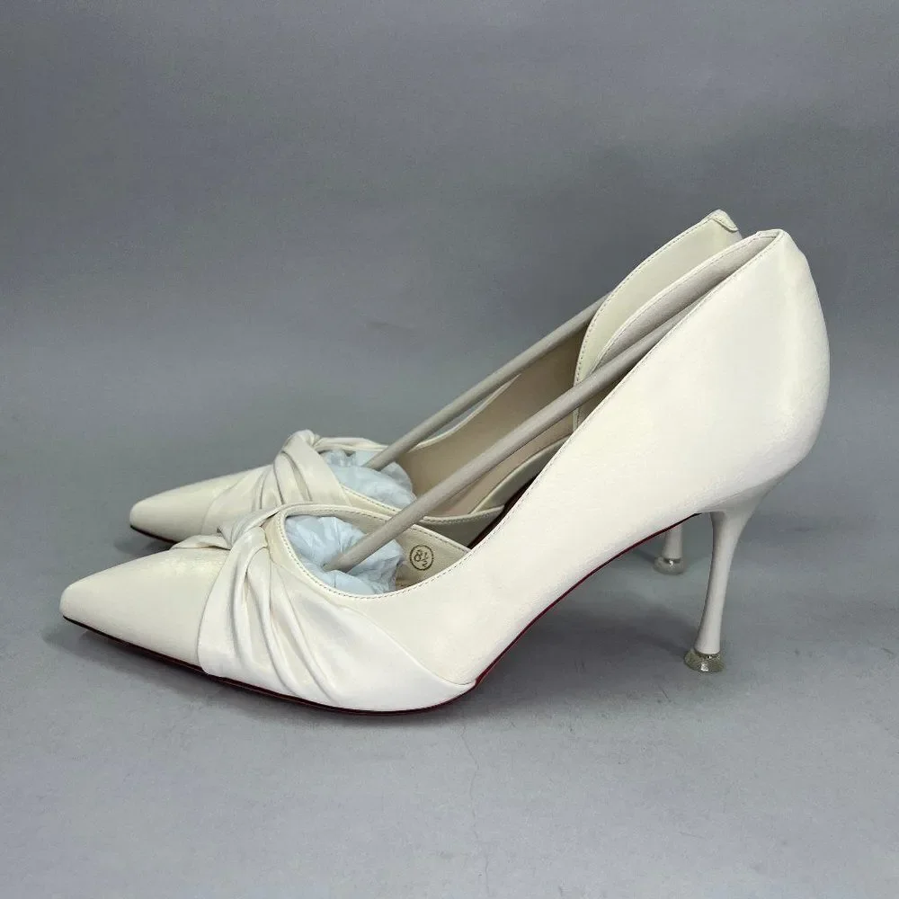 ZBY Women's Size 8.5 Off White Twist Knot Heels!‎